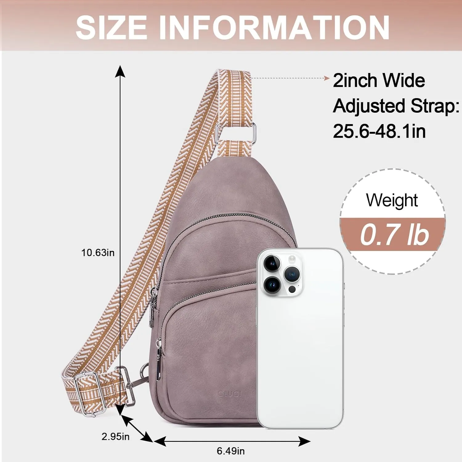CLUCI Small Sling Bag for Women, Vegan Leather Fanny Pack Crossbody Bags for Women, Chest Bag With Guitar Strap