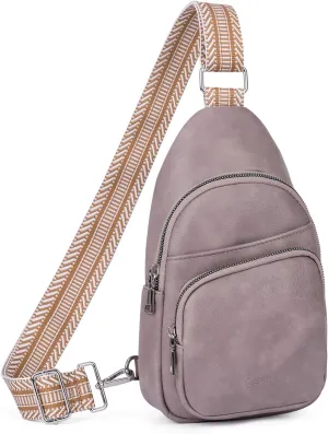 CLUCI Small Sling Bag for Women, Vegan Leather Fanny Pack Crossbody Bags for Women, Chest Bag With Guitar Strap