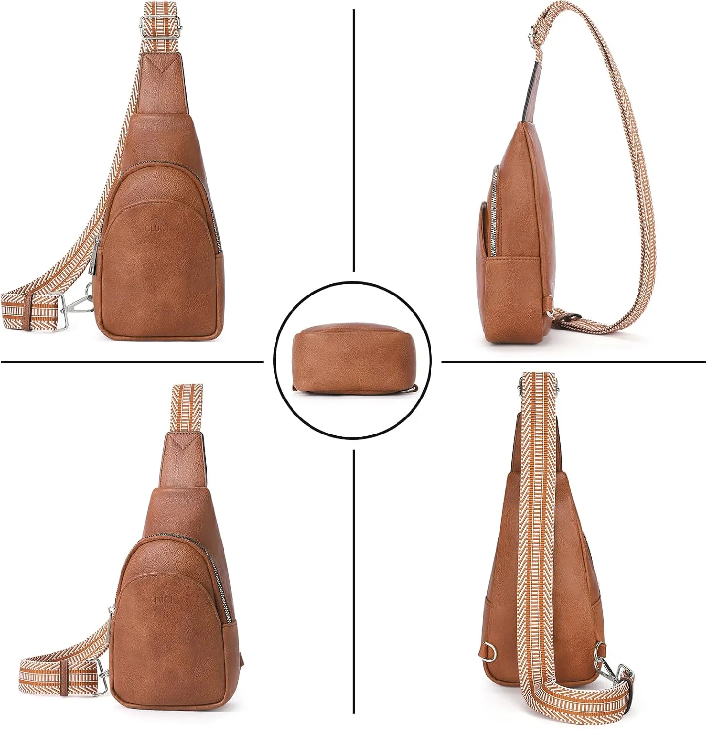 CLUCI Small Sling Bag for Women,Vegan Leather Crossbody Bags for Women,Fanny Packs with Guitar Strap