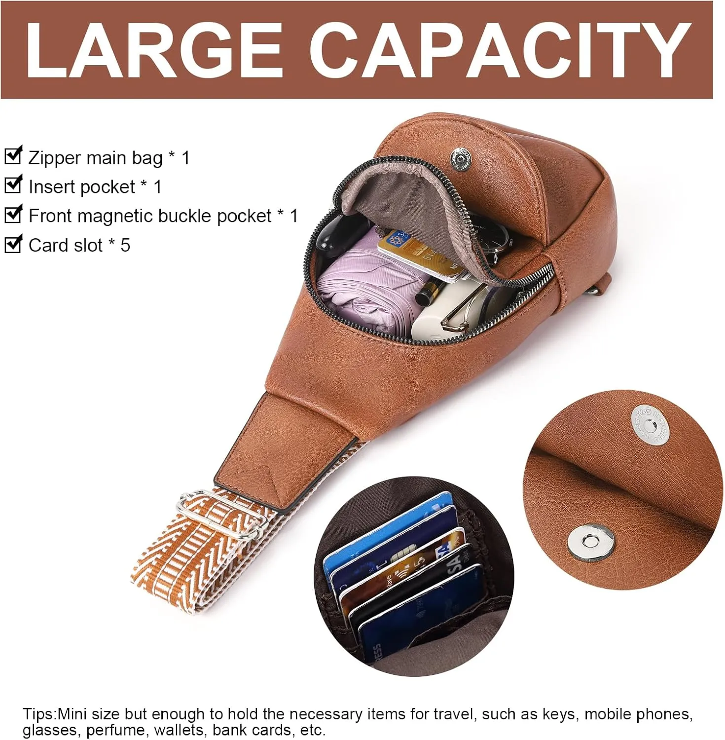 CLUCI Small Sling Bag for Women,Vegan Leather Crossbody Bags for Women,Fanny Packs with Guitar Strap