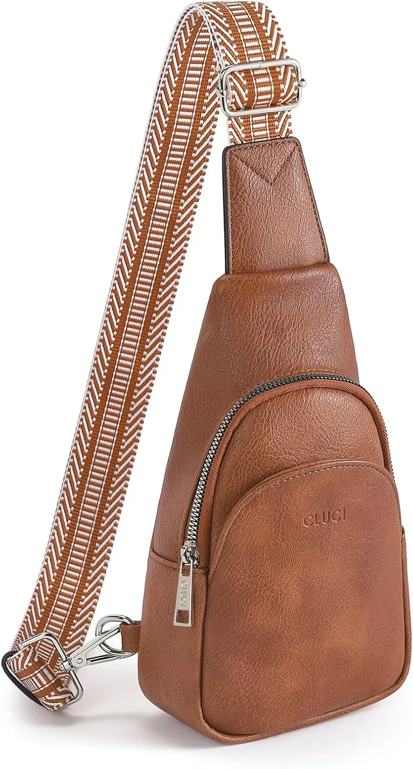 CLUCI Small Sling Bag for Women,Vegan Leather Crossbody Bags for Women,Fanny Packs with Guitar Strap