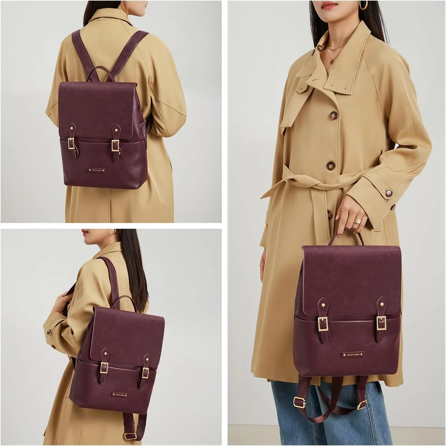 Cnoles Women Leather Backpack Purse Fashion Ladies Vintage Casual Convertible Backpack Bag Travel Daypacks Bags