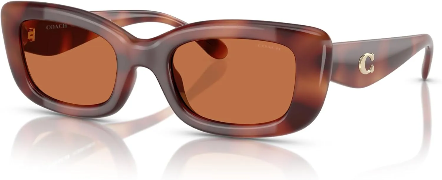 COACH Women's Hc8390u Sculpted C Hardware Universal Fit Rectangular Sunglasses
