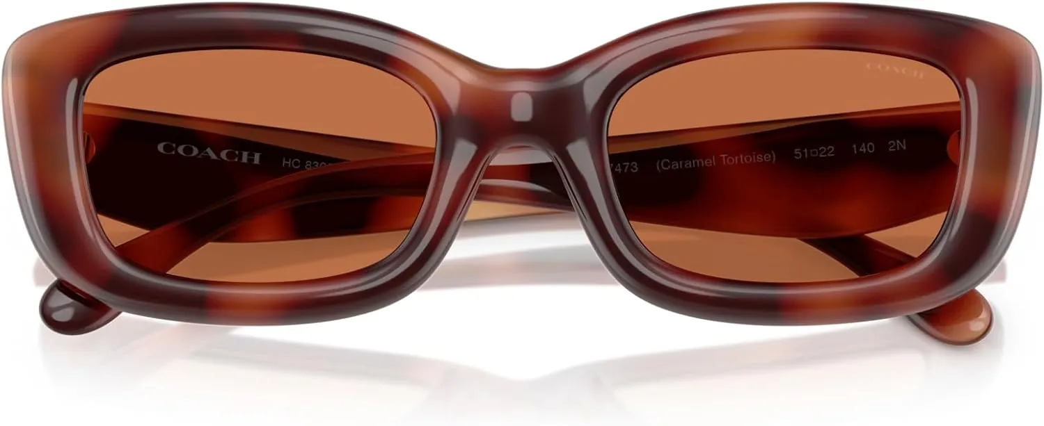COACH Women's Hc8390u Sculpted C Hardware Universal Fit Rectangular Sunglasses