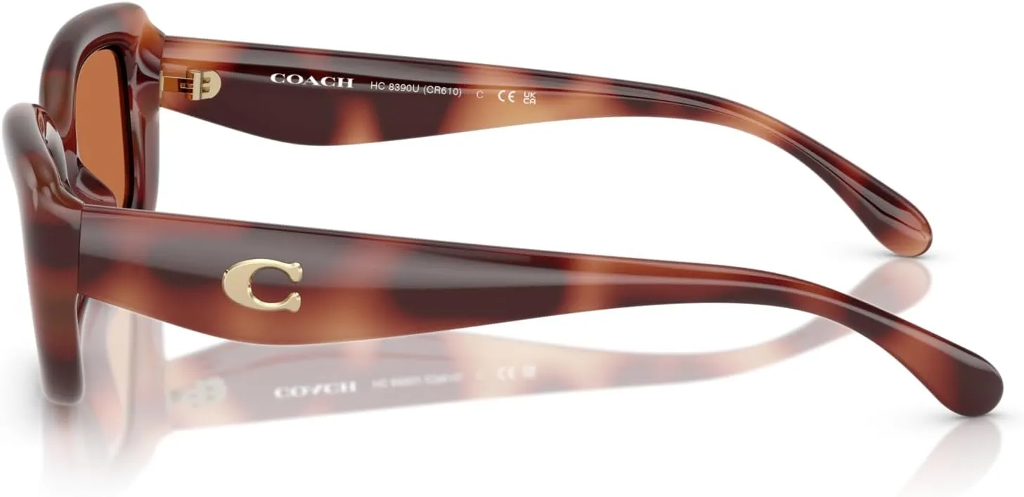 COACH Women's Hc8390u Sculpted C Hardware Universal Fit Rectangular Sunglasses