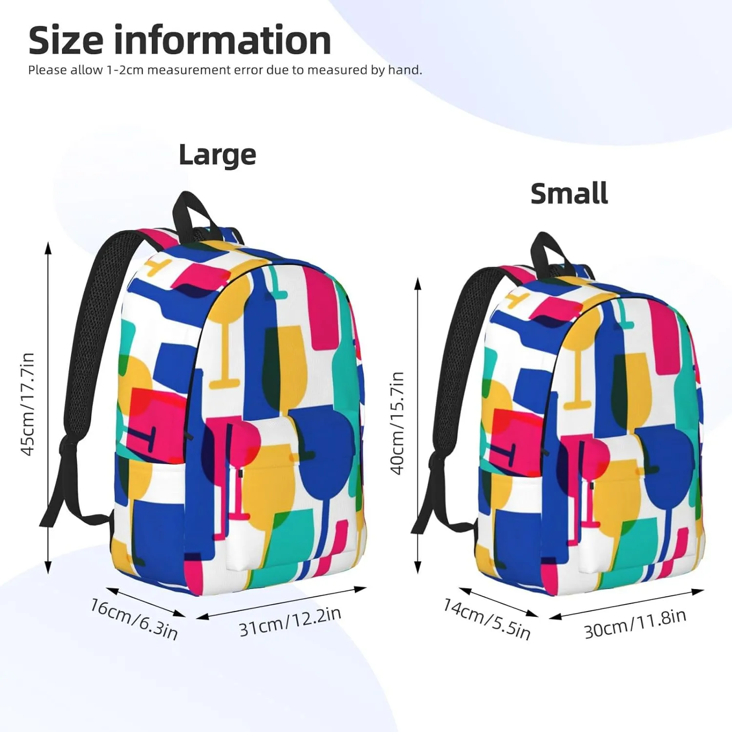 Cocktail Glasses And Wine Bottles Canvas Casual Lightweight Duffel Bag, Fashion Duffel Bag, Casual Daypack, Unisex Travel Backpack
