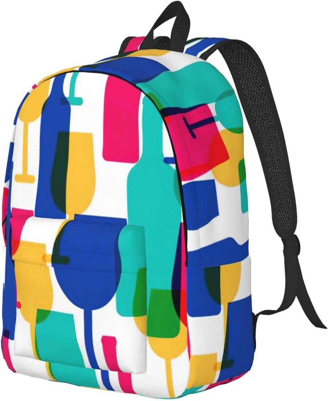 Cocktail Glasses And Wine Bottles Canvas Casual Lightweight Duffel Bag, Fashion Duffel Bag, Casual Daypack, Unisex Travel Backpack