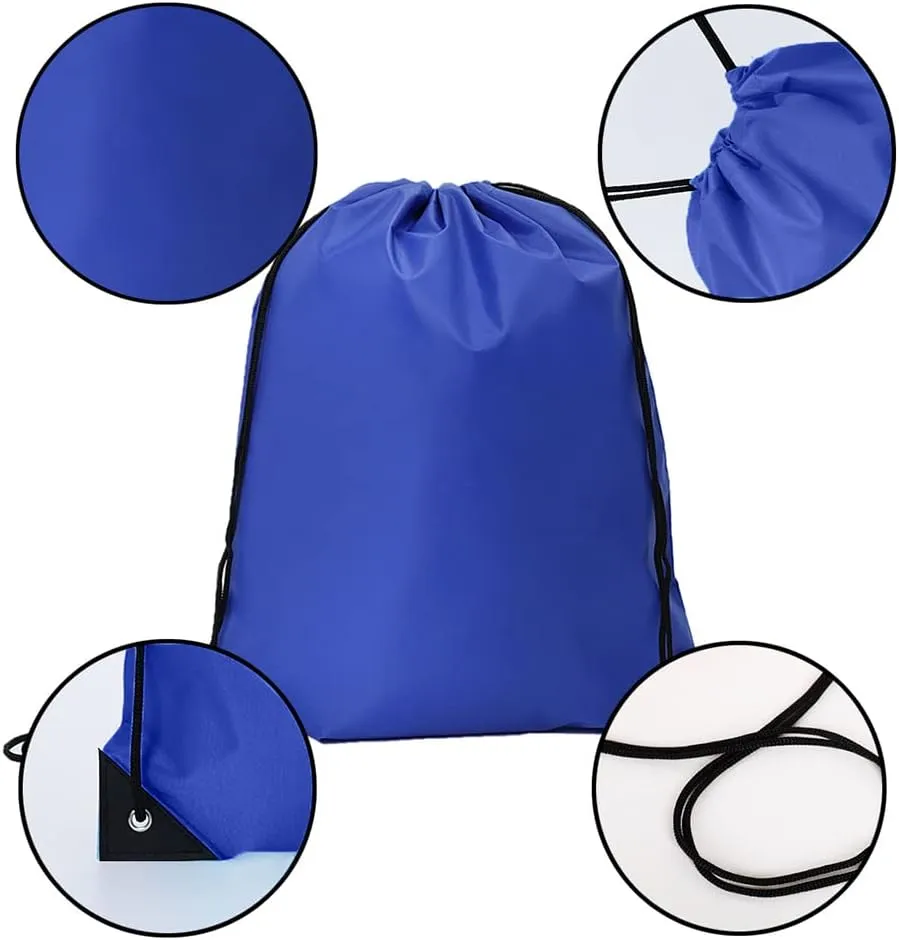 CODOBON 40 Pcs Drawstring Backpack Bulk Draw String Bags Cinch Polyester Bag for Gym Sport, Royal Blue