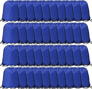 CODOBON 40 Pcs Drawstring Backpack Bulk Draw String Bags Cinch Polyester Bag for Gym Sport, Royal Blue