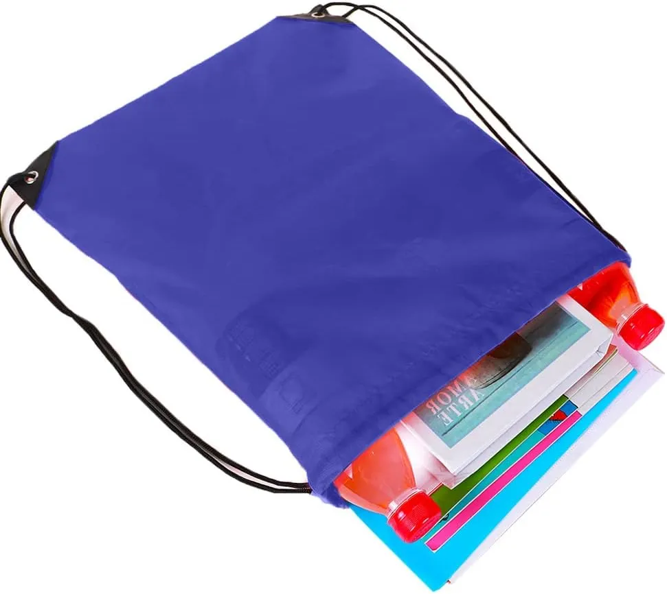 CODOBON 40 Pcs Drawstring Backpack Bulk Draw String Bags Cinch Polyester Bag for Gym Sport, Royal Blue