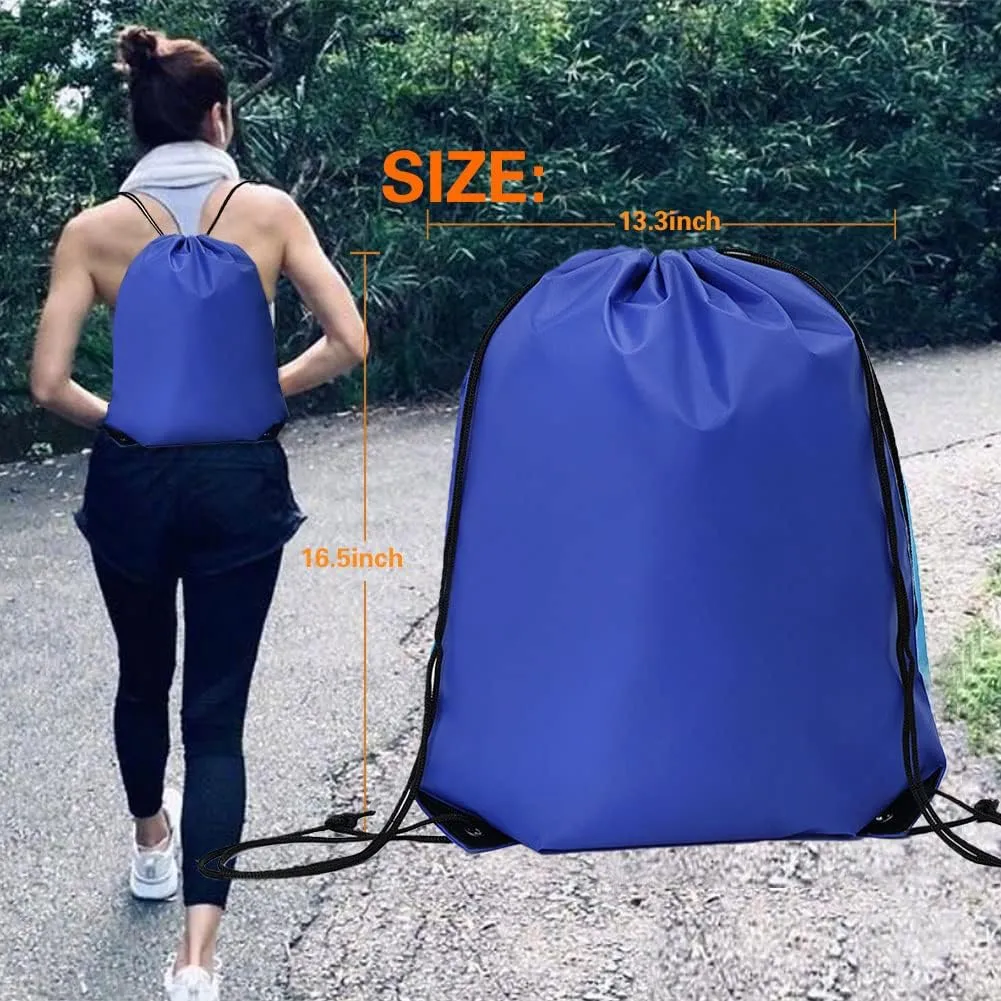 CODOBON 40 Pcs Drawstring Backpack Bulk Draw String Bags Cinch Polyester Bag for Gym Sport, Royal Blue
