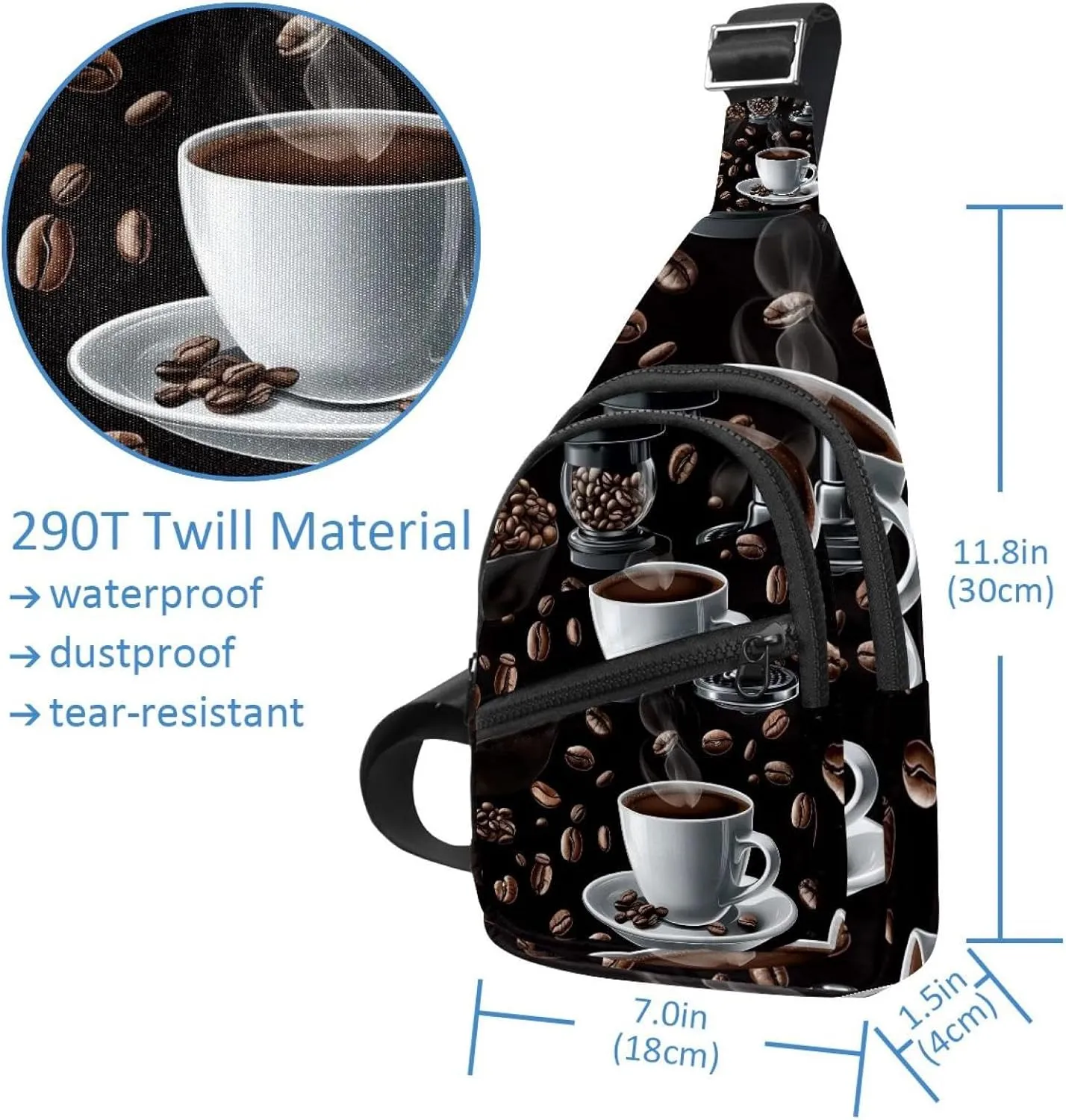 Coffee Beans Sling Bag for Women Travel Shoulder Bag Chest Bag