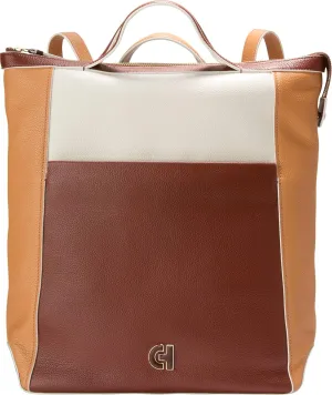 Cole Haan Grand Ambition Convertible Luxe Backpack, Dark Cuoio/Ivory/Biscuit/Mahogany