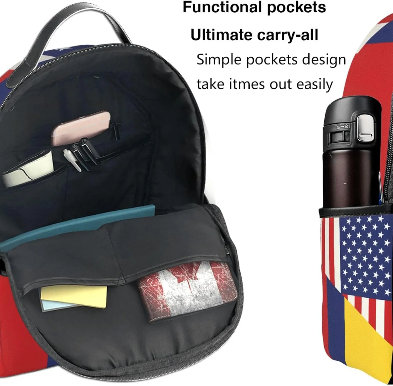 Colombian Colombia American Flag Casual Backpacks Laptop Backpack Carry-on Daypack Sports Travel Rucksack Lightweight Working Bag for Outdoor Hiking Cycling Walking