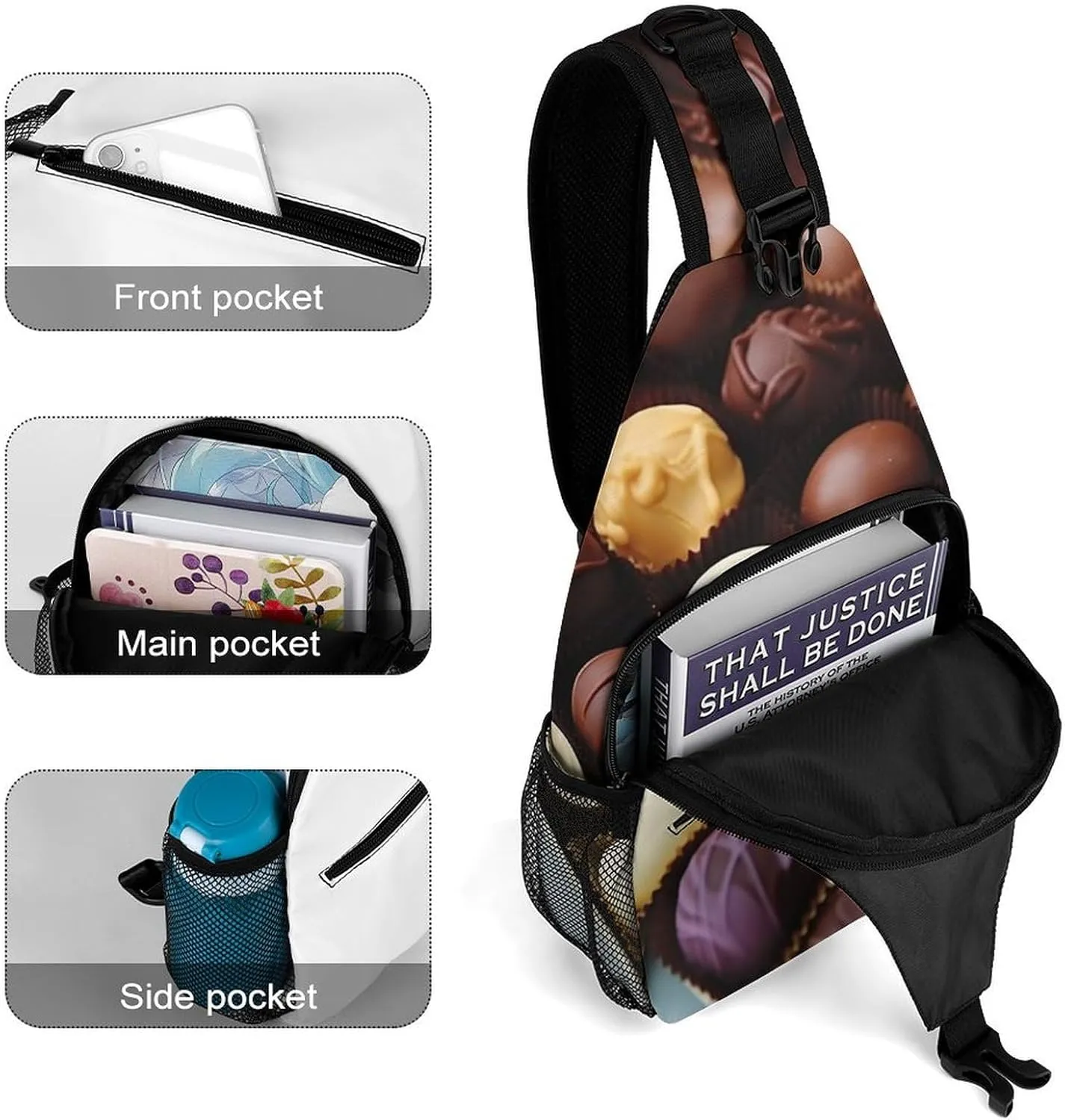 Color Chocolate Sling Bag Crossbody Bags Cross Body Bag Fanny Packs Chest Bags Sling Purses for Travel