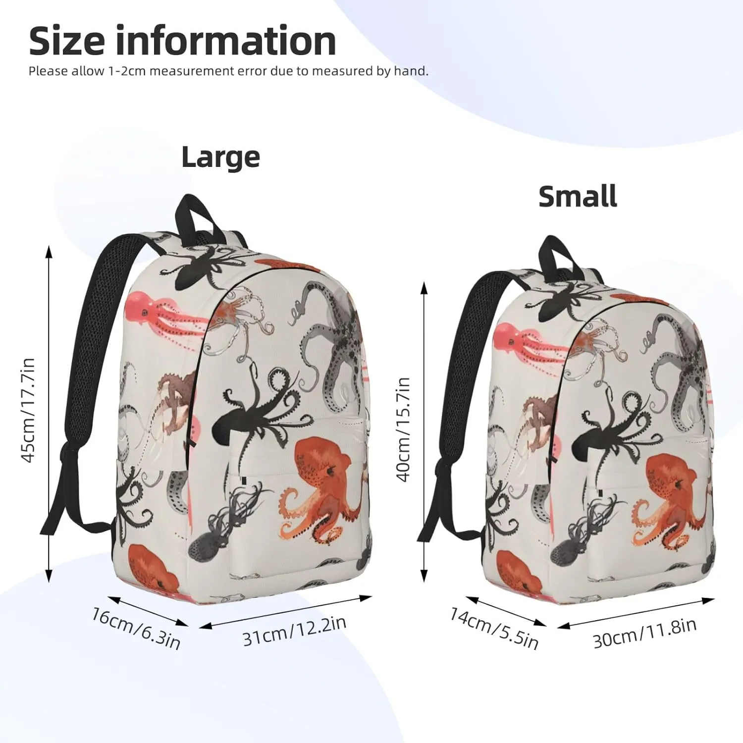 Color octopus Canvas Casual Lightweight Duffel Bag, Fashion Duffel Bag, Unisex Travel Backpack