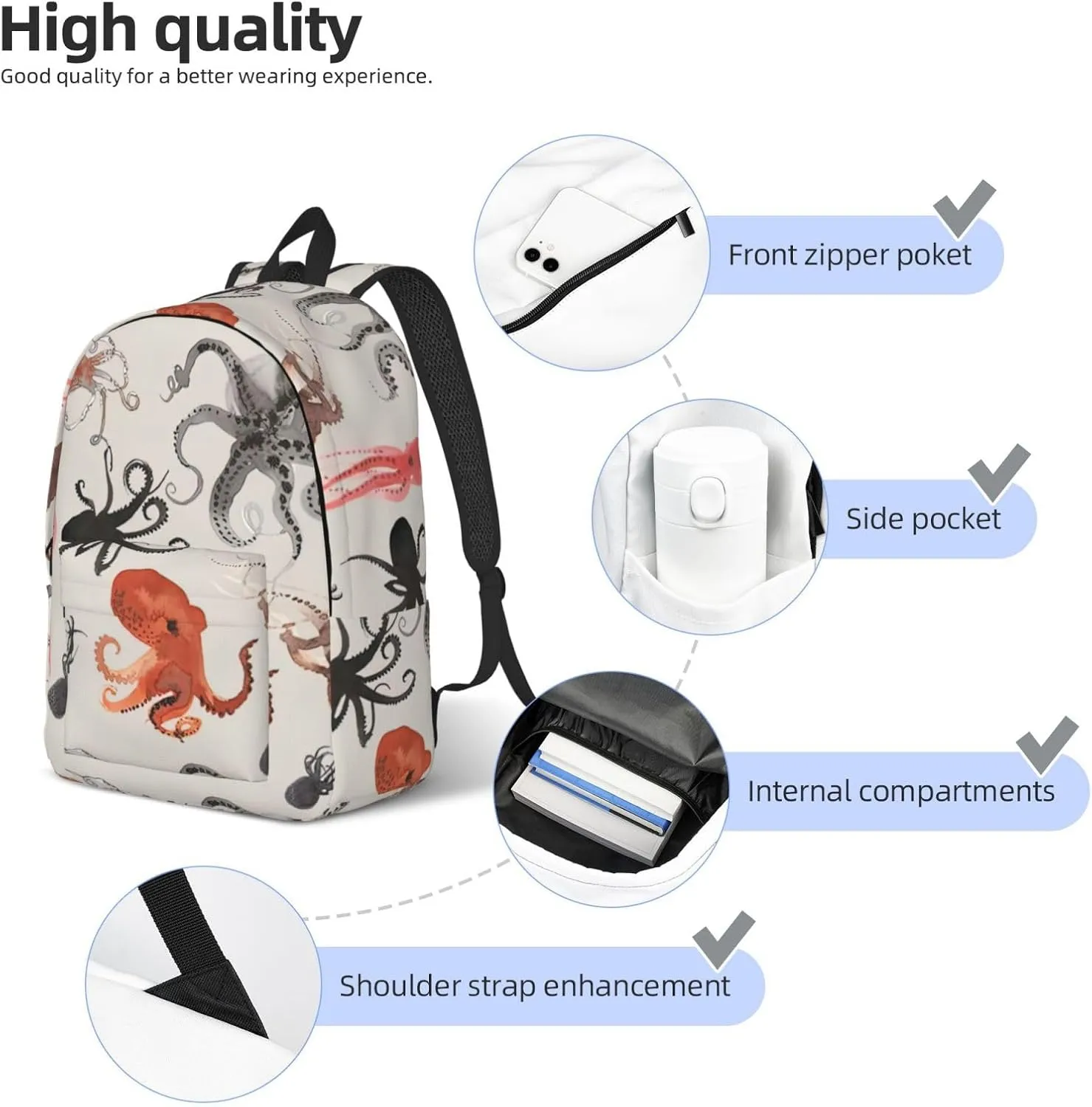Color octopus Canvas Casual Lightweight Duffel Bag, Fashion Duffel Bag, Unisex Travel Backpack