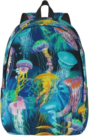 Colored jellyfish Canvas Casual Lightweight Duffel Bag, Fashion Duffel Bag, Unisex Travel Backpack