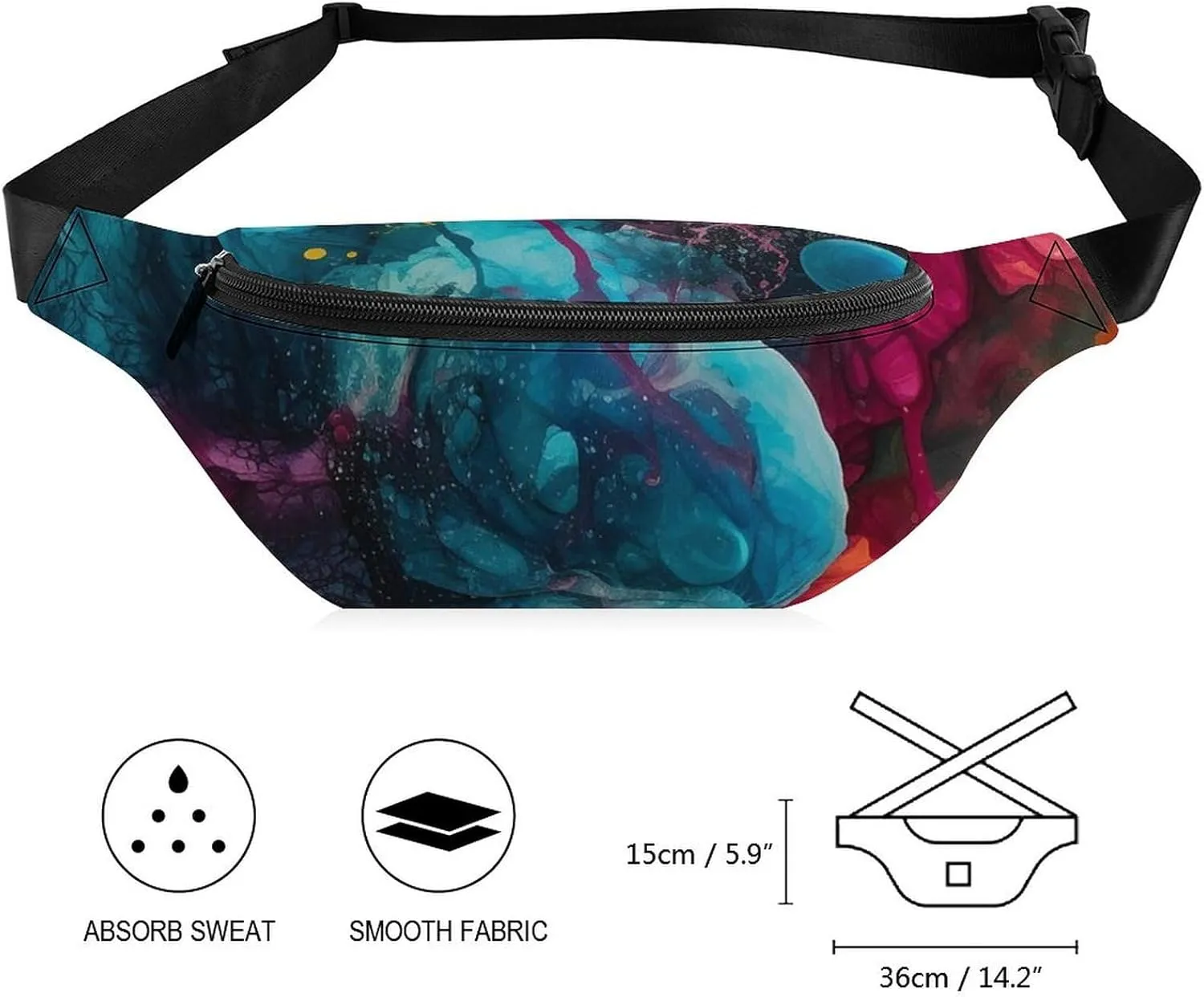 Colorful Art Fanny Pack for Women Men Waist Bag Waterproof Belt Bag with Adjustable Strap