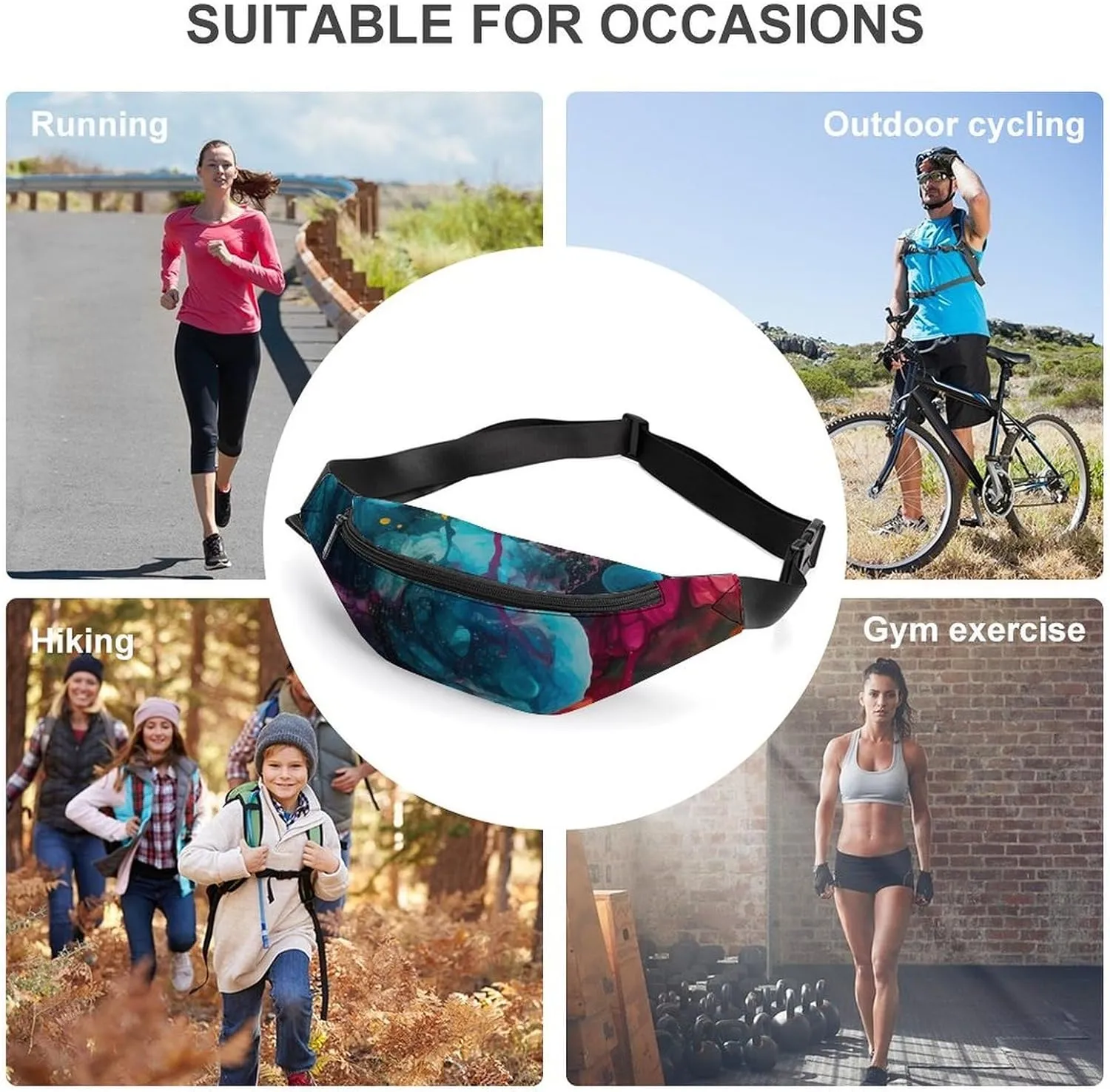Colorful Art Fanny Pack for Women Men Waist Bag Waterproof Belt Bag with Adjustable Strap