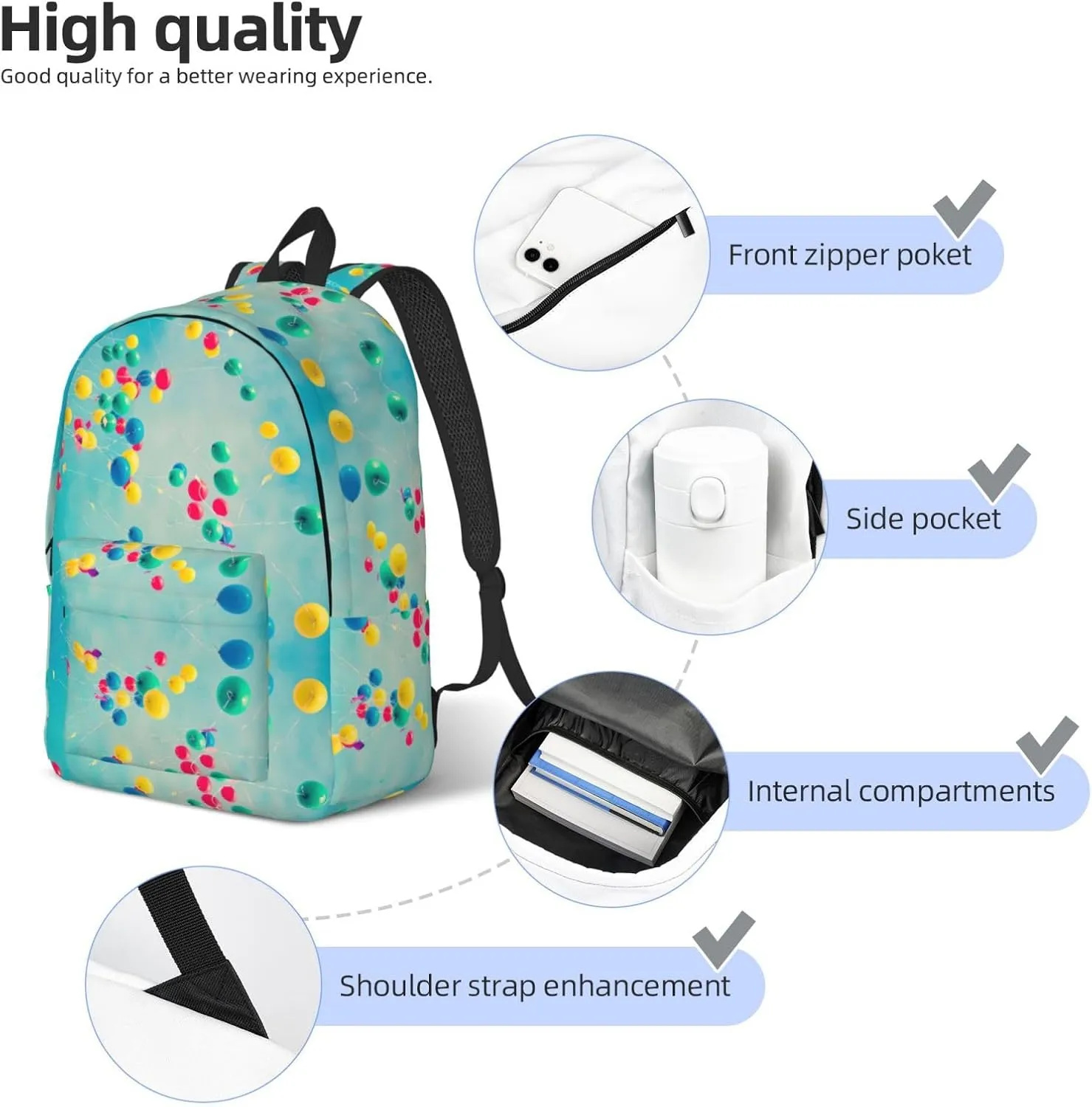 Colorful Balloons Blue Sky Canvas Casual Lightweight Duffel Bag, Fashion Duffel Bag, Casual Daypack, Unisex Travel Backpack