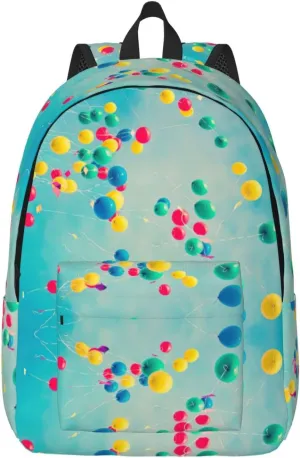 Colorful Balloons Blue Sky Canvas Casual Lightweight Duffel Bag, Fashion Duffel Bag, Casual Daypack, Unisex Travel Backpack