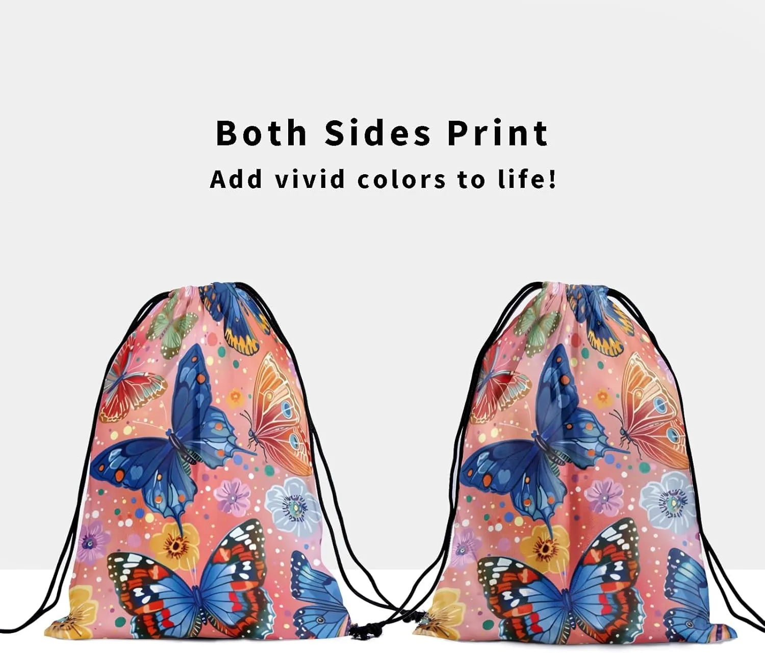 Colorful Butterfly Gymnastics Grip Bag Grip Bags for Gymnasts Summer Blossom Floral Drawstring Grip Bags