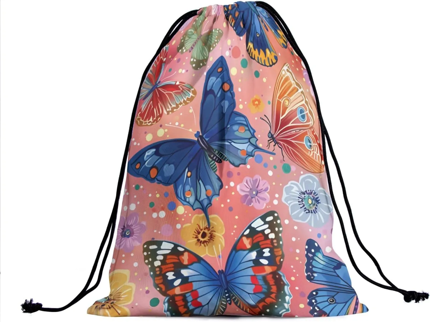 Colorful Butterfly Gymnastics Grip Bag Grip Bags for Gymnasts Summer Blossom Floral Drawstring Grip Bags