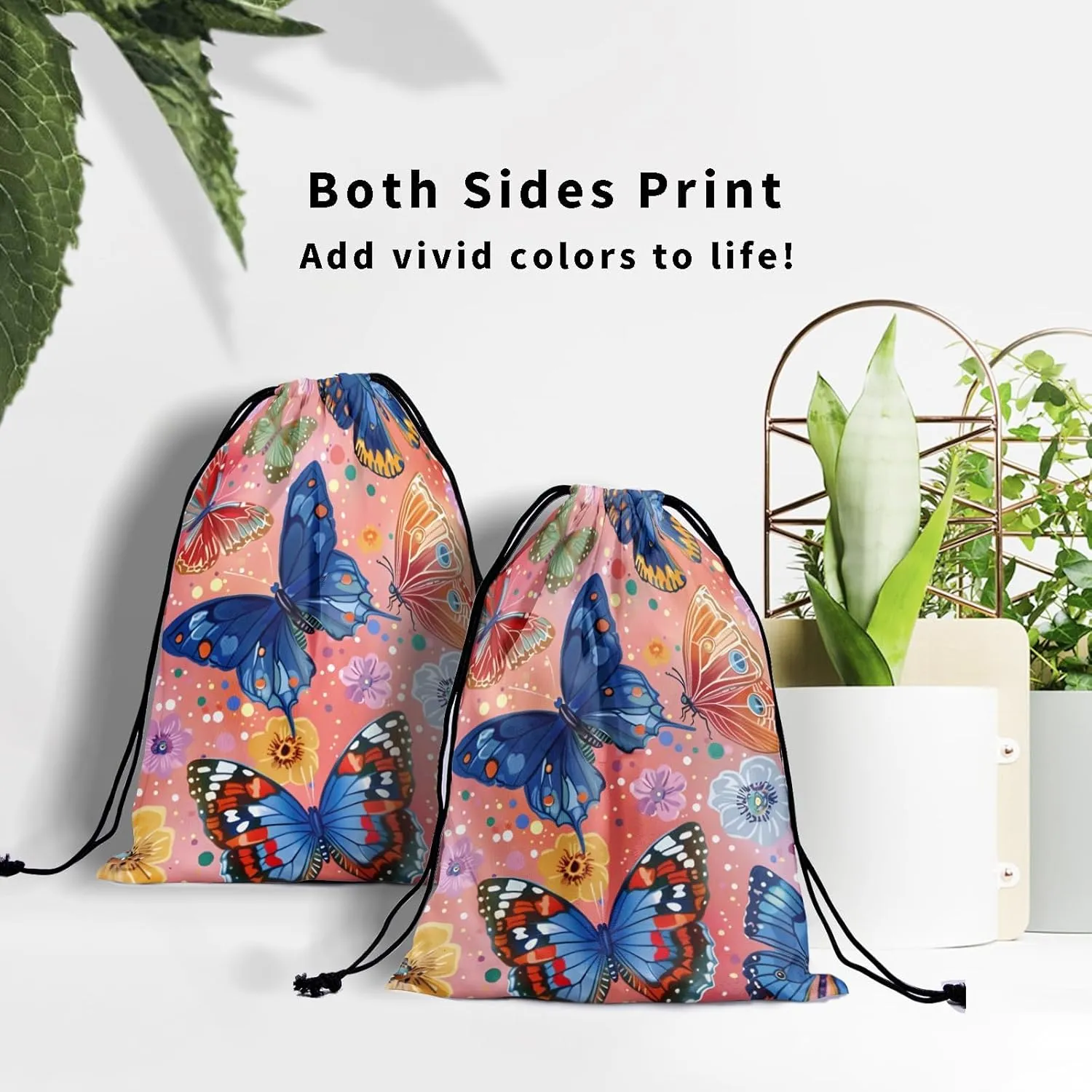 Colorful Butterfly Gymnastics Grip Bag Grip Bags for Gymnasts Summer Blossom Floral Drawstring Grip Bags