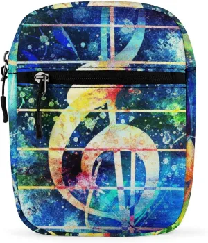 Colorful Collage with Music Notes Small Crossbody Bags for Women Men Sling Purse Shoulder Bag with Adjustable Strap