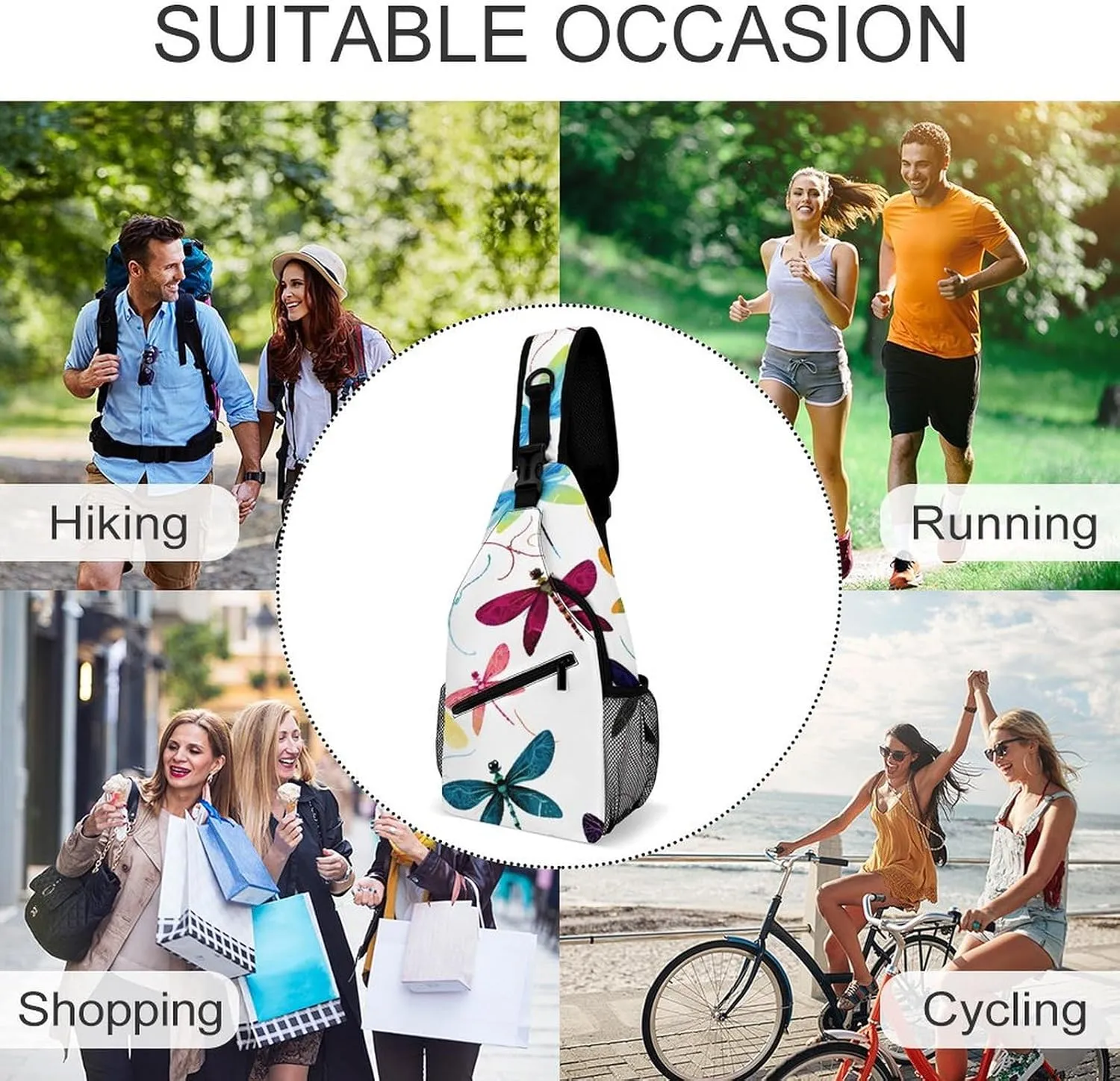 Colorful Dragonfly Sling Bag Crossbody Bags Cross Body Bag Fanny Packs Chest Bags Sling Purses for Travel