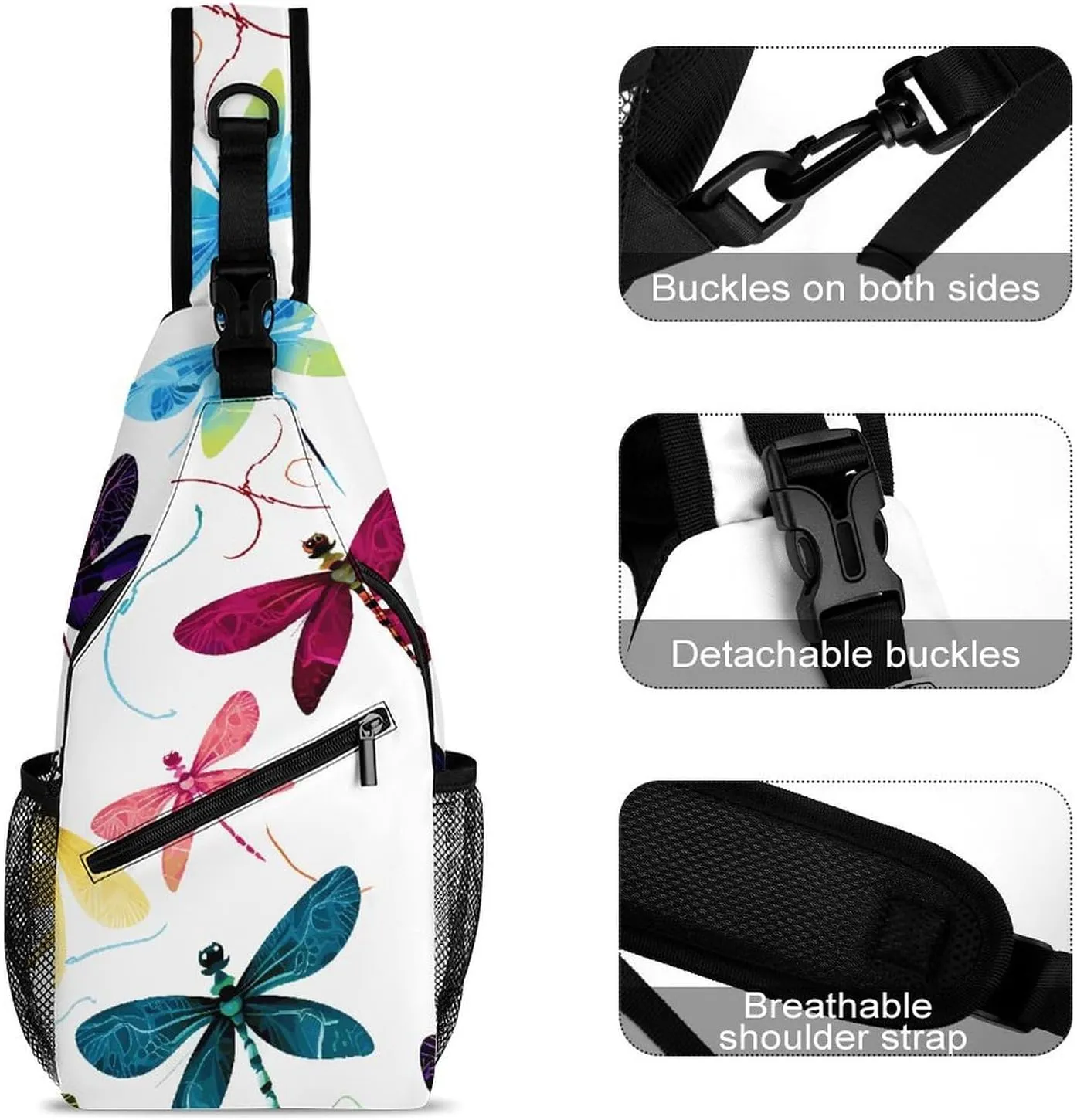 Colorful Dragonfly Sling Bag Crossbody Bags Cross Body Bag Fanny Packs Chest Bags Sling Purses for Travel