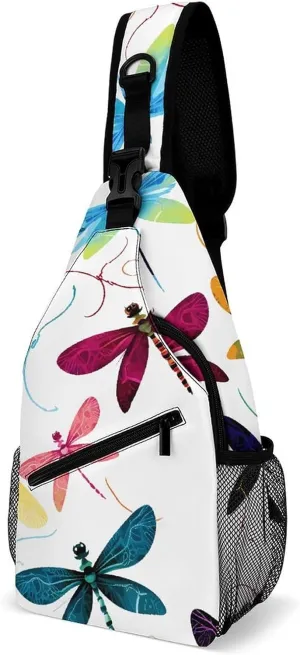 Colorful Dragonfly Sling Bag Crossbody Bags Cross Body Bag Fanny Packs Chest Bags Sling Purses for Travel