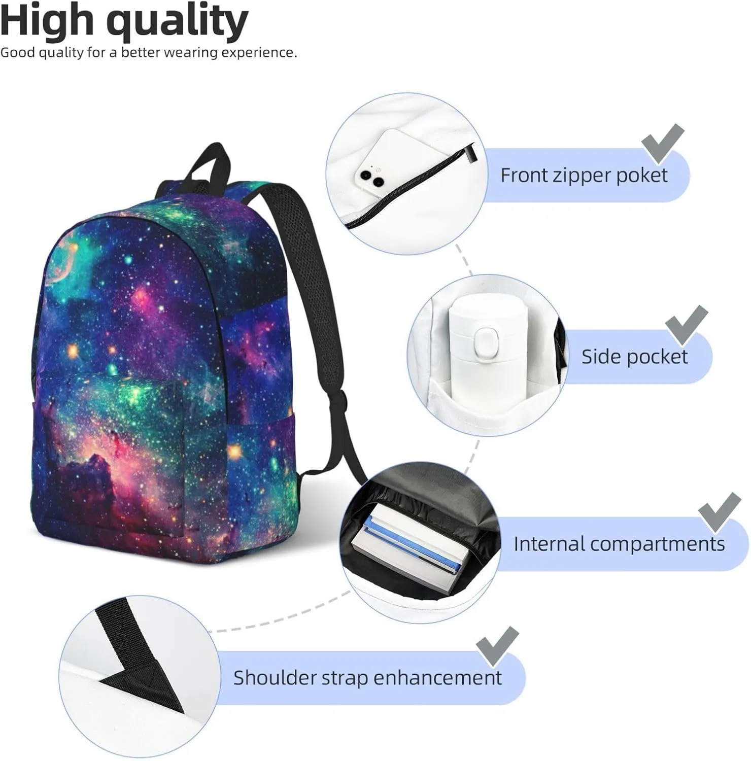 Colorful Galaxy Canvas Casual Lightweight Duffel Bag, Fashion Duffel Bag, Casual Daypack, Unisex Travel Backpack