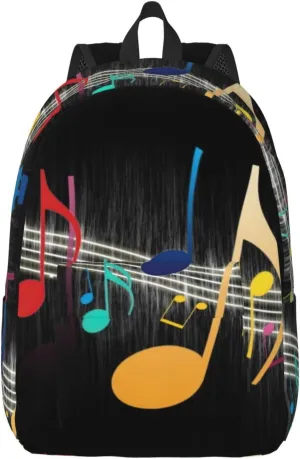 Colorful Musical Note Canvas Casual Lightweight Duffel Bag, Fashion Duffel Bag, Unisex Travel Backpack