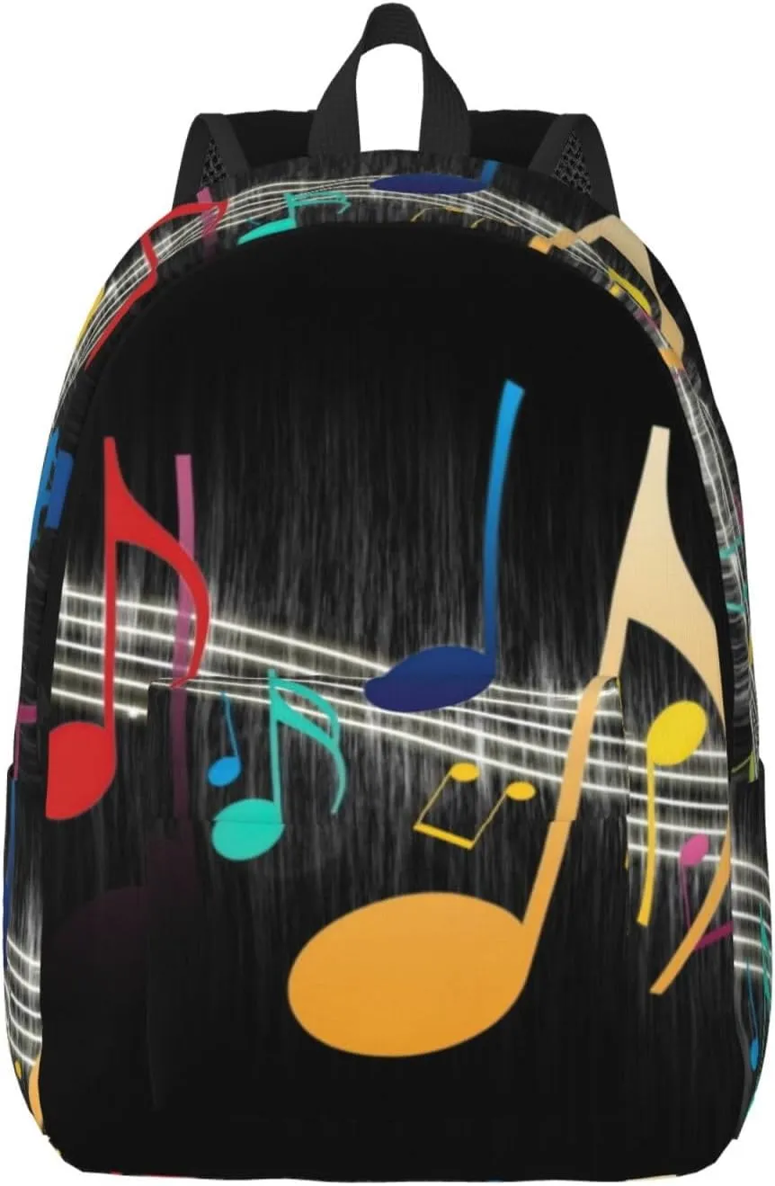 Colorful Musical Note Canvas Casual Lightweight Duffel Bag, Fashion Duffel Bag, Unisex Travel Backpack