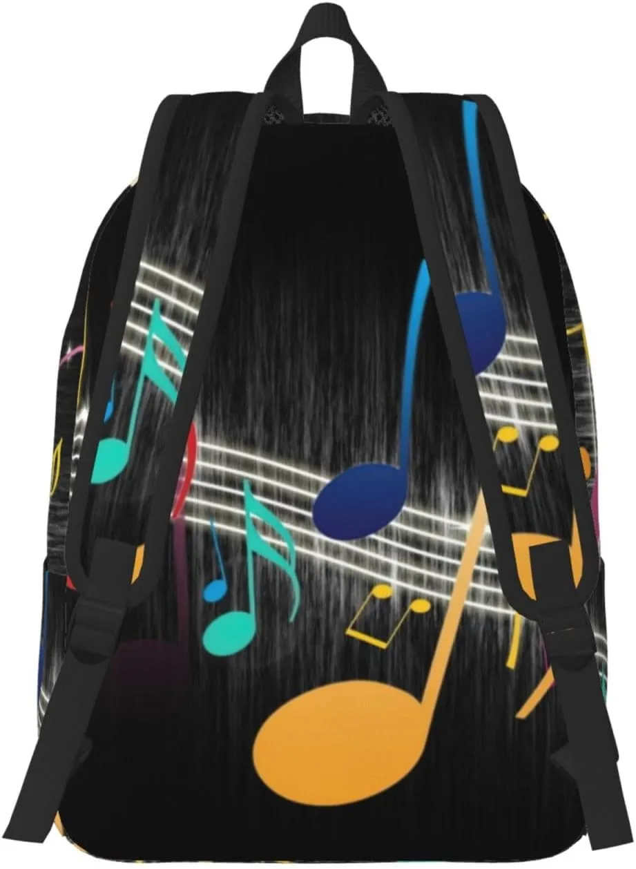 Colorful Musical Note Canvas Casual Lightweight Duffel Bag, Fashion Duffel Bag, Unisex Travel Backpack