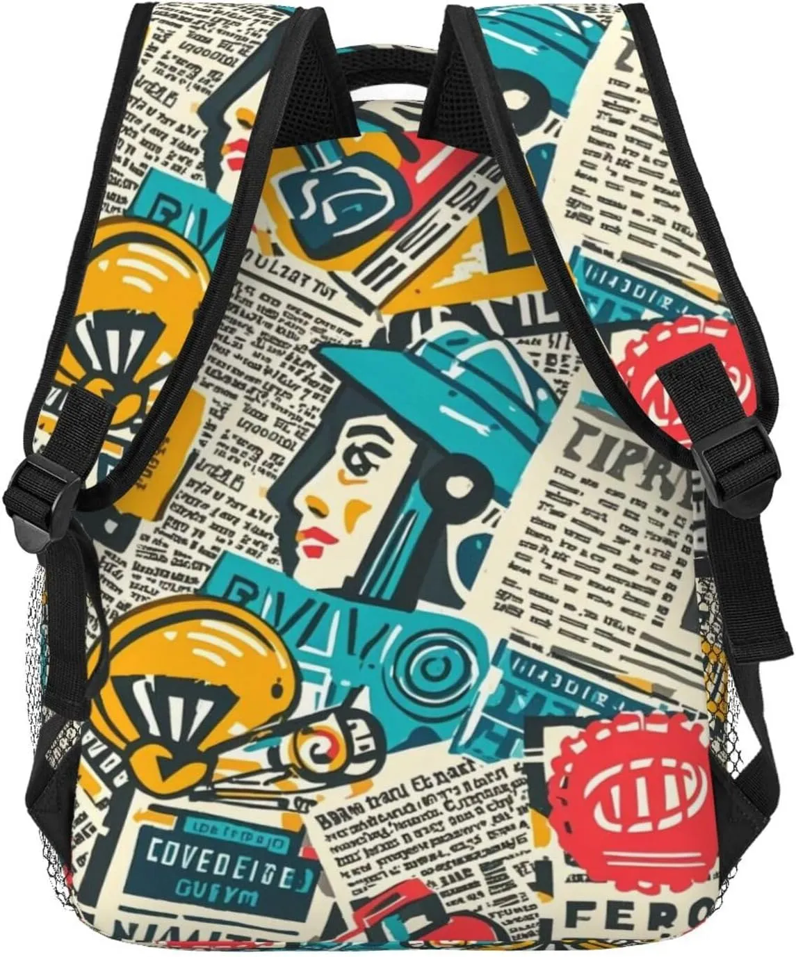 Colorful Newspaper Adult Backpacks 15 Inch Laptop Backpack Travel Bag for Men Women Gifts