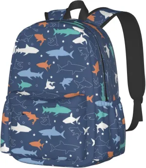 Colorful shark Backpacks 15 Inch Laptop Backpack Multipurpose Double Shoulder Bag for Men Women Gifts