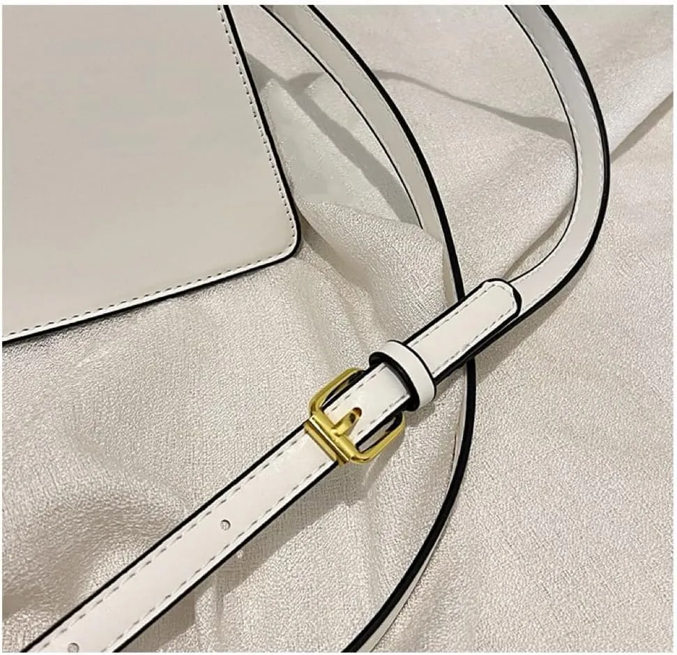 Commuter Crossbody Purse Solid Color Underarm Bag Designer Top Handle Handbag, Leather Satchel with Gold Hardware