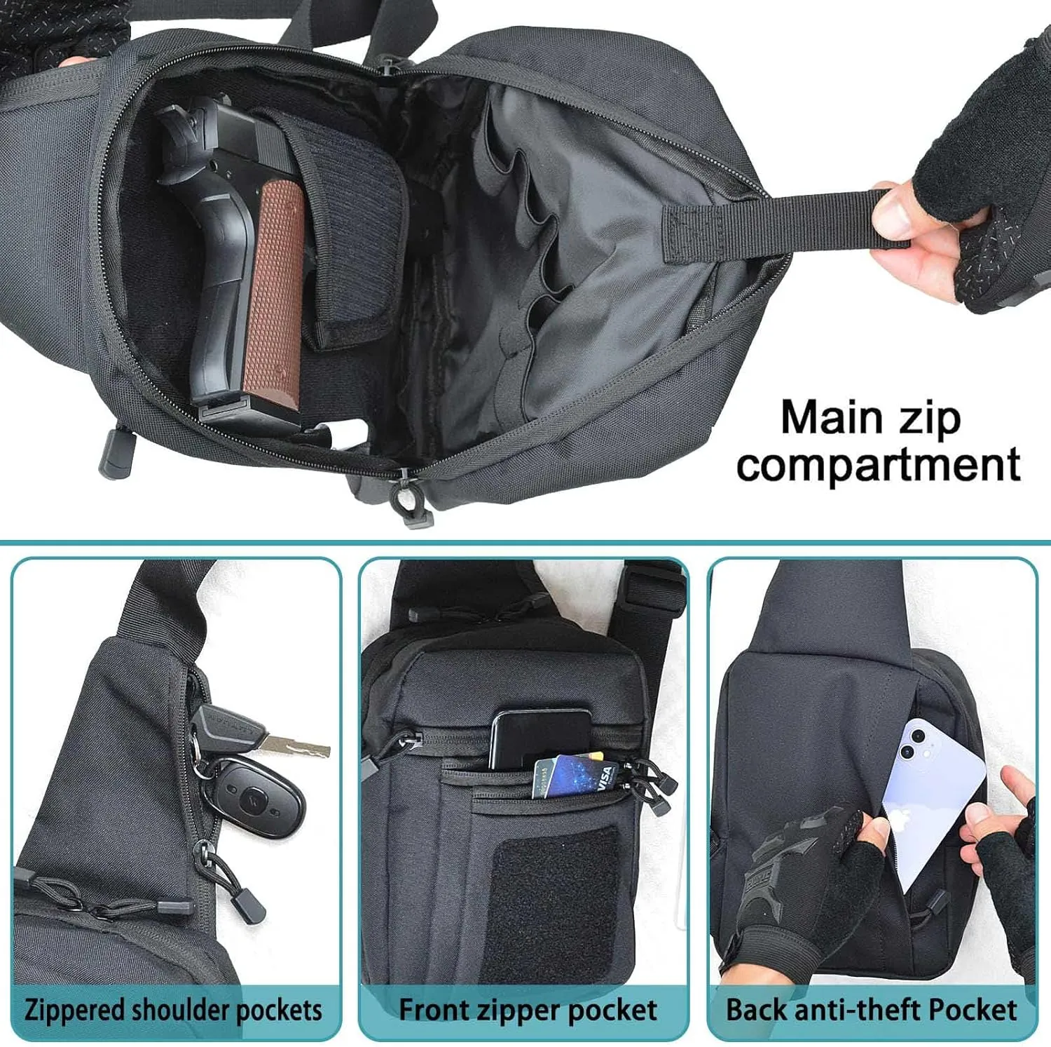 Concealed Carry Bag for Men Women - Gun Holster CCW Pistol EDC Shoulder Crossbody Sling for Handgun