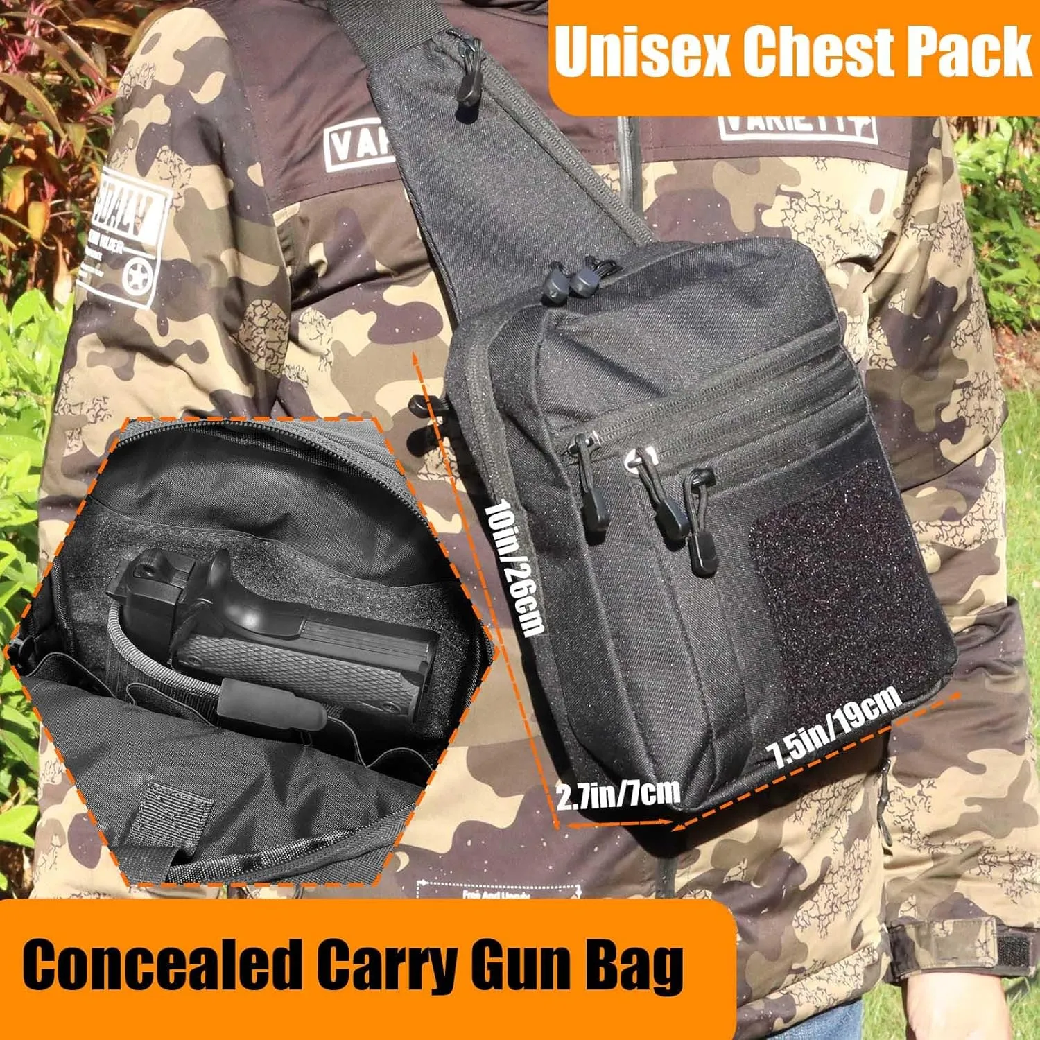 Concealed Carry Bag for Men Women - Gun Holster CCW Pistol EDC Shoulder Crossbody Sling for Handgun