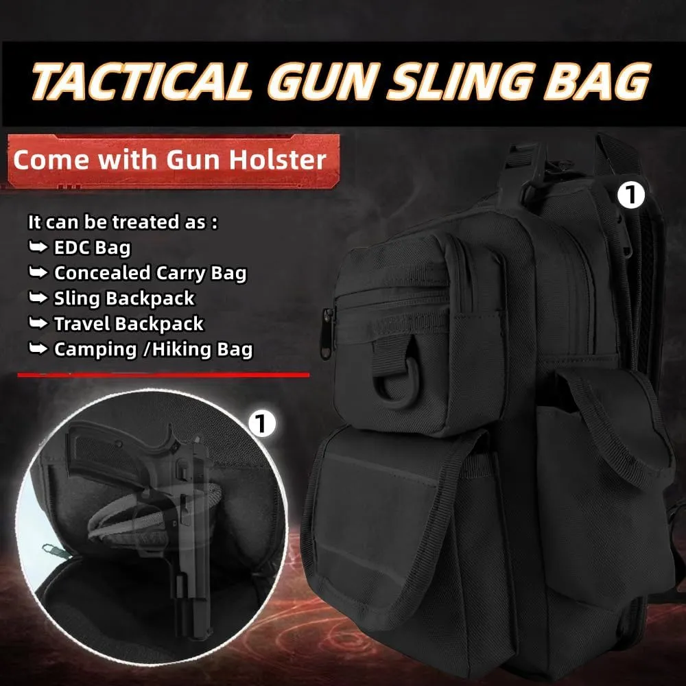 Concealed Carry Compact CCW Sling Bag Gun Sling Bag Everyday Carry Shoulder Bag Mens EDC Bag