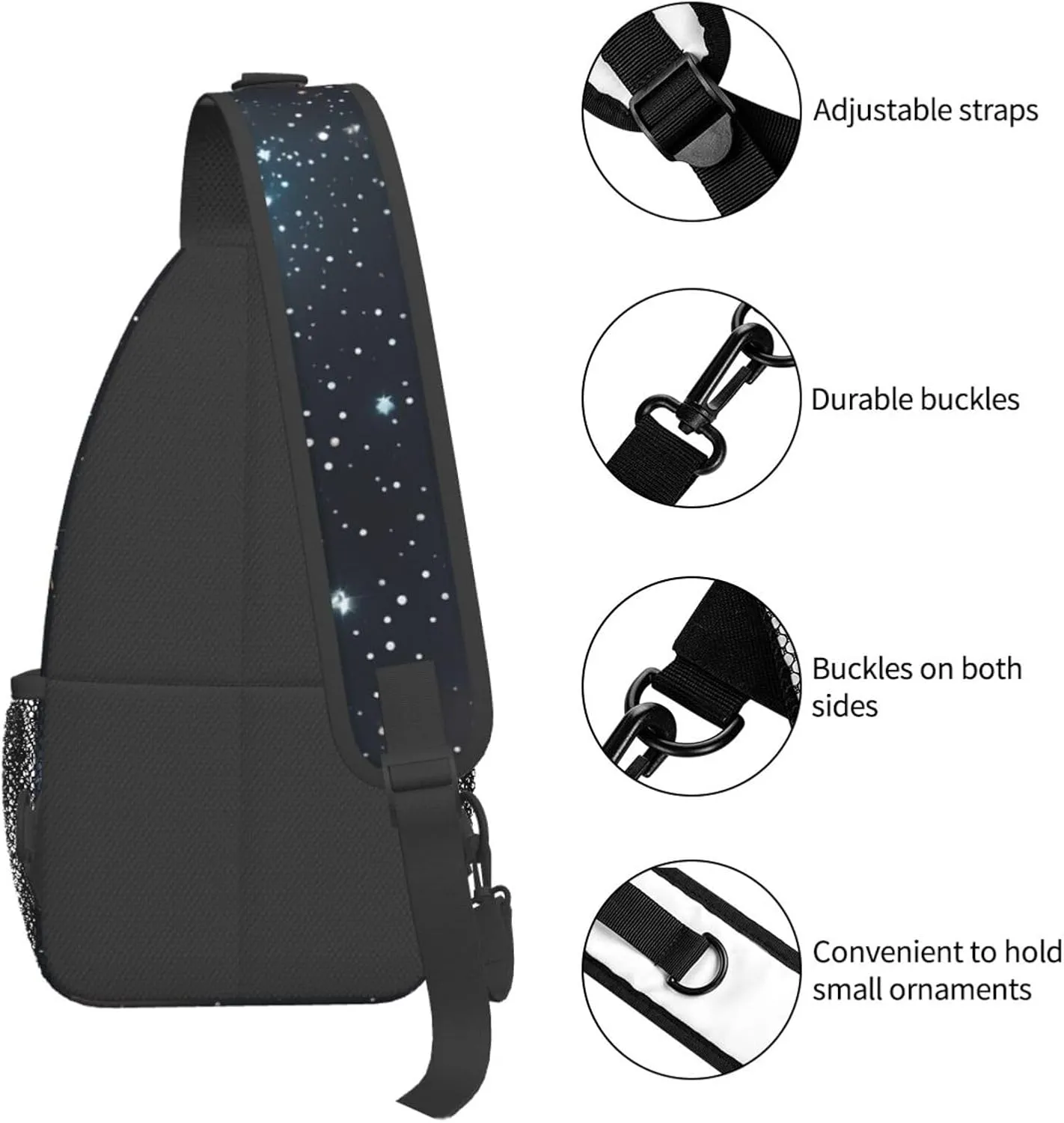 Constellation Star Clusters Galaxies Print Sling Backpack, Sling Bag, Crossbody Chest Bag Daypack, for Hiking Travel