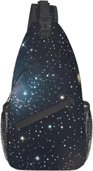 Constellation Star Clusters Galaxies Print Sling Backpack, Sling Bag, Crossbody Chest Bag Daypack, for Hiking Travel