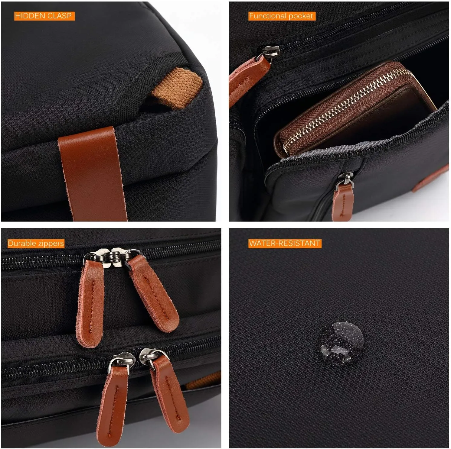 Convertible Backpack Messenger Shoulder Bag Laptop Case Handbag Business Briefcase Multi-Functional Travel Rucksack Fits 17.3 Inch Laptop for Men/Women (Black)