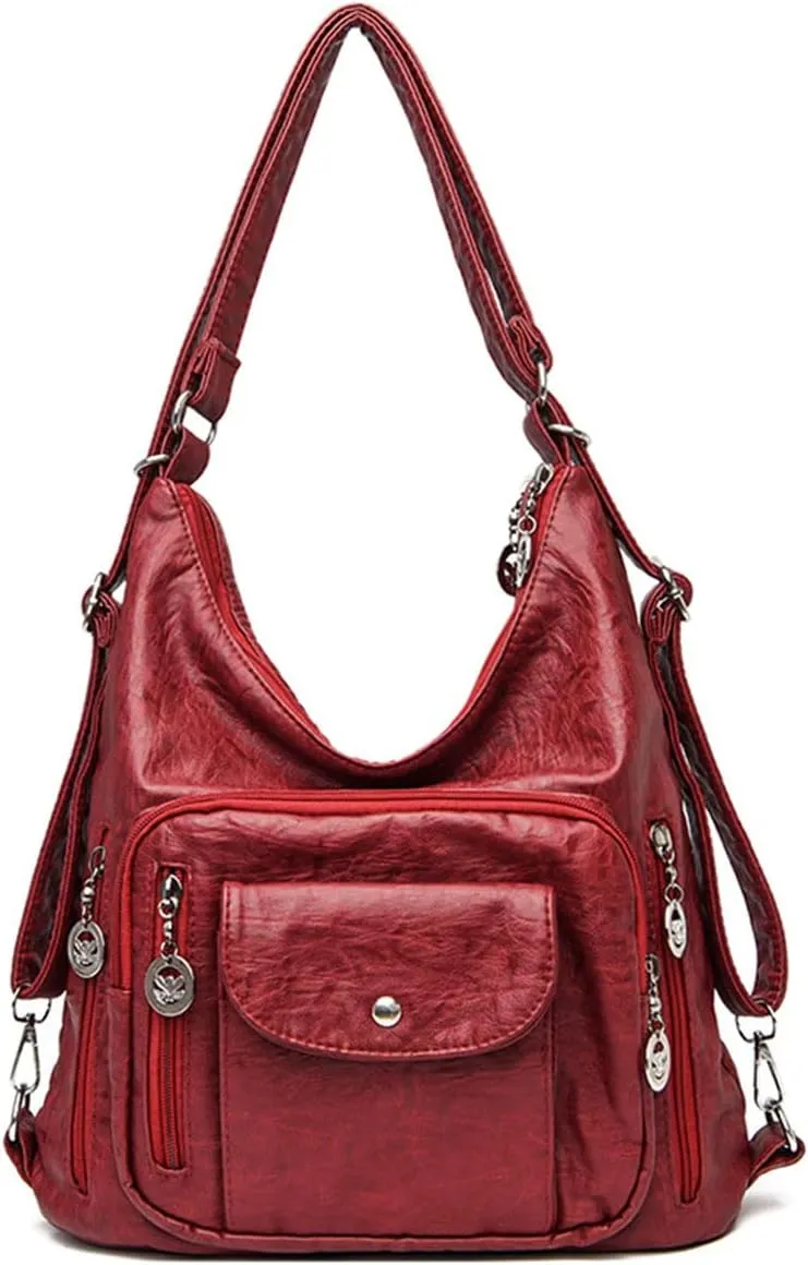 Convertible Backpack Purse for Women PU Leahter Handbag Fashion Hobo Multiple Pockets Tote Satchel Shoulder Bag