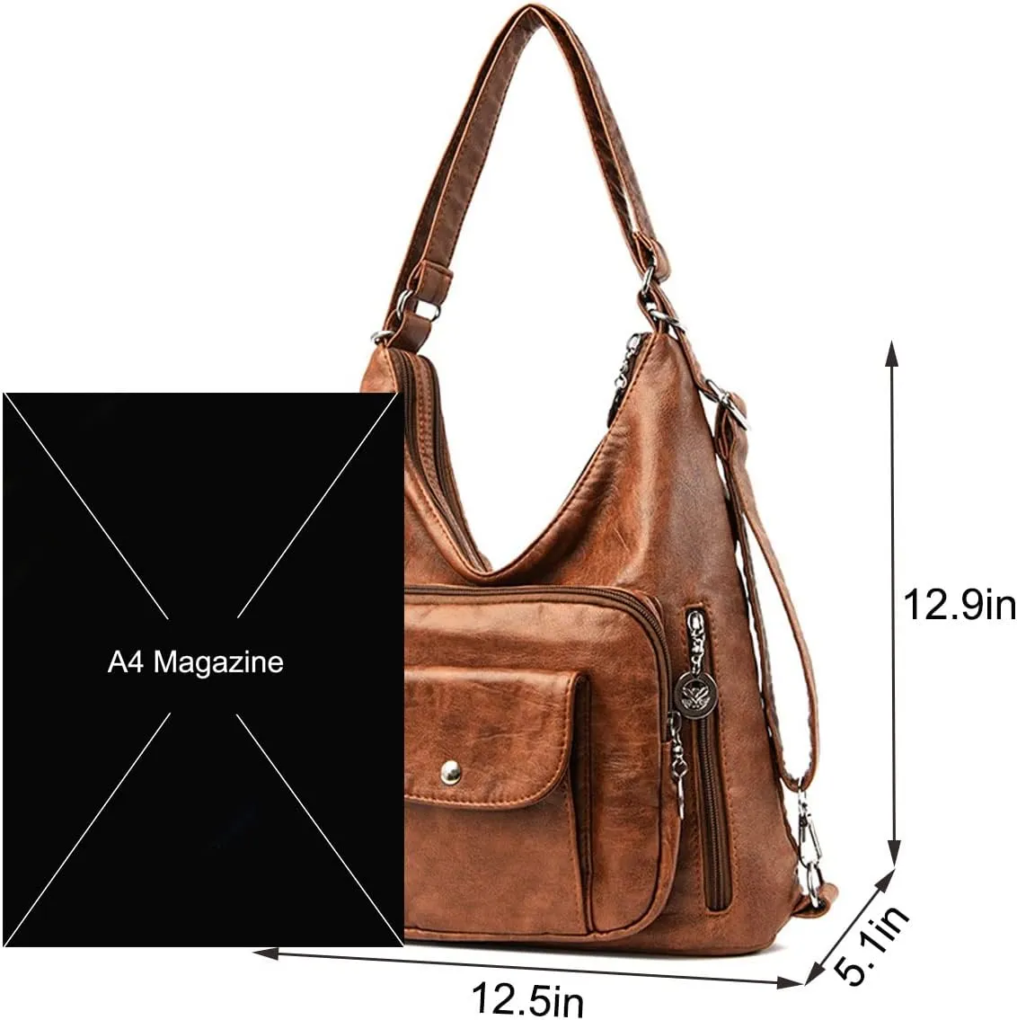 Convertible Backpack Purse for Women PU Leahter Handbag Fashion Hobo Multiple Pockets Tote Satchel Shoulder Bag