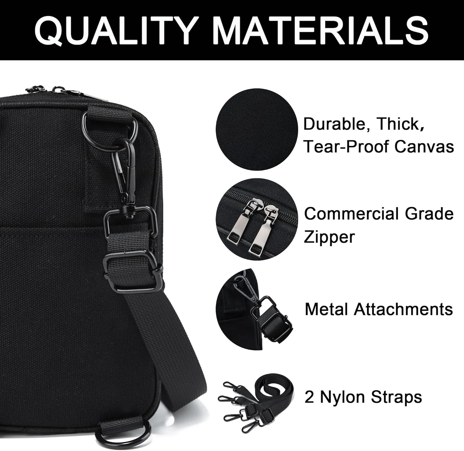 Convertible Crossbody Bag for Men/Women,Adjustable Waist/Shoulder/Backpack with 2/3 Strap,Everyday Essentials Carrier