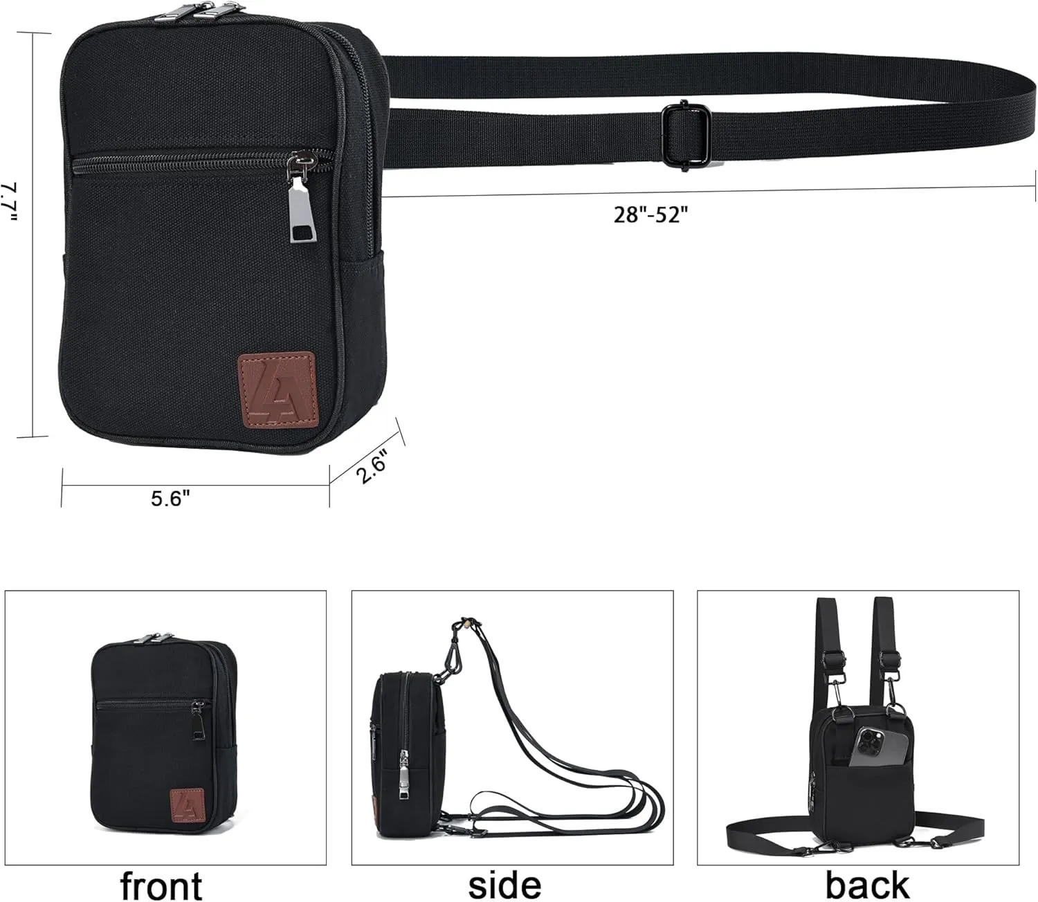 Convertible Crossbody Bag for Men/Women,Adjustable Waist/Shoulder/Backpack with 2/3 Strap,Everyday Essentials Carrier